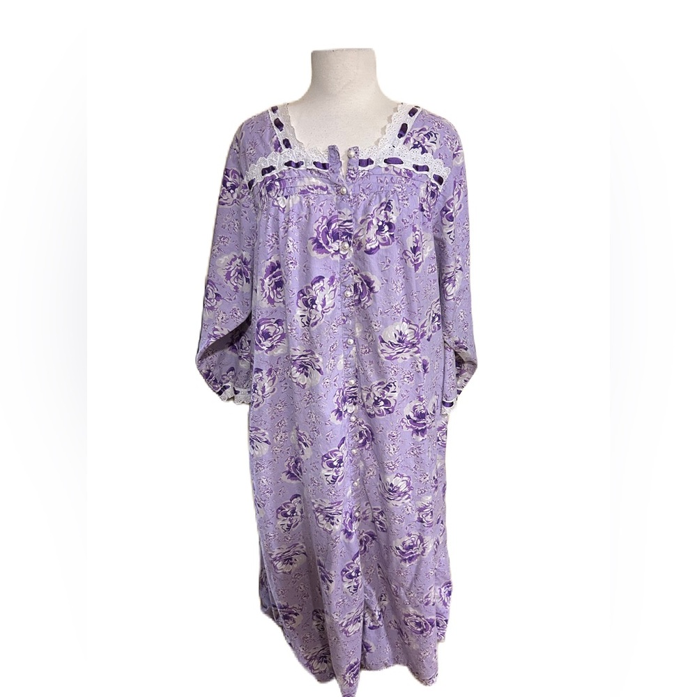 Dreams & Co. Women’s Nightgown dress Plus Lounger floral 1 X Purple Cottage